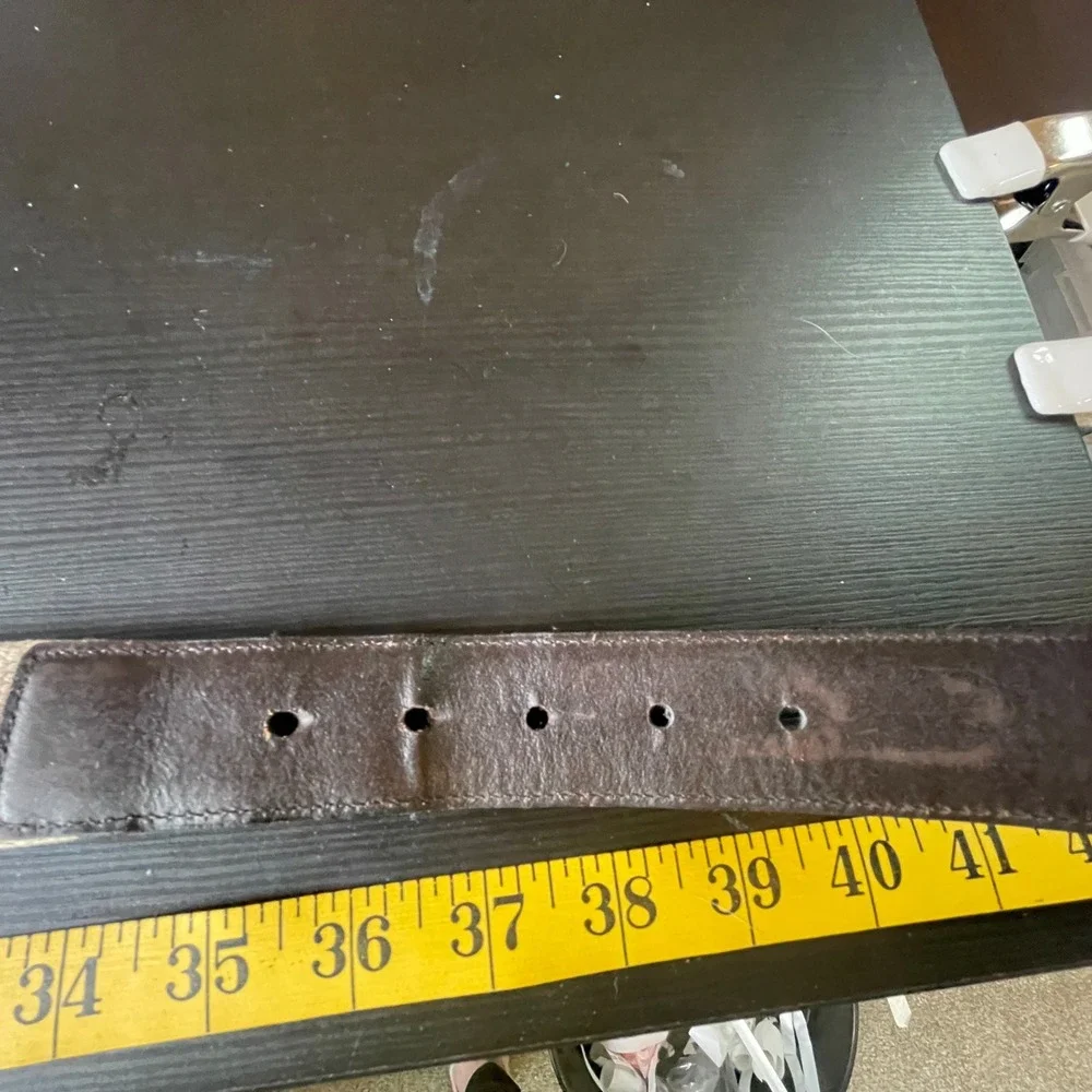 Mens Brown Leather Canvas Rugged Outdoor Casual Webbing Belt Size 36 Columbia